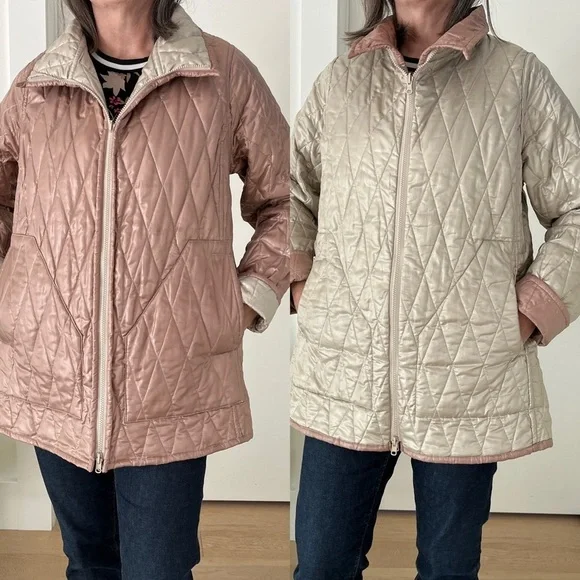 LINDA LUNDSTROM Vintage Reversible Zip Front Quilted Jacket Hip Length Casual - Picture 2 of 16